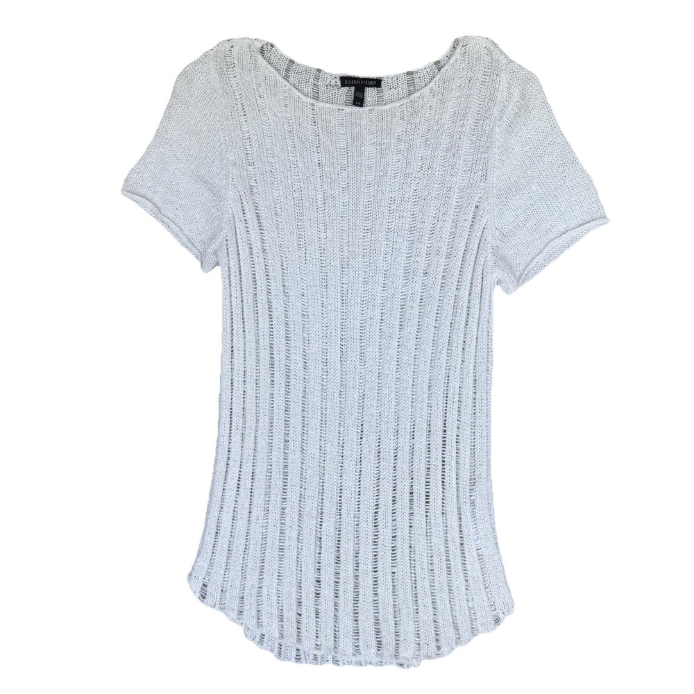 Eileen‎ Fisher Sweater Womens Large White Organic Cotton Blend Old Money Luxury